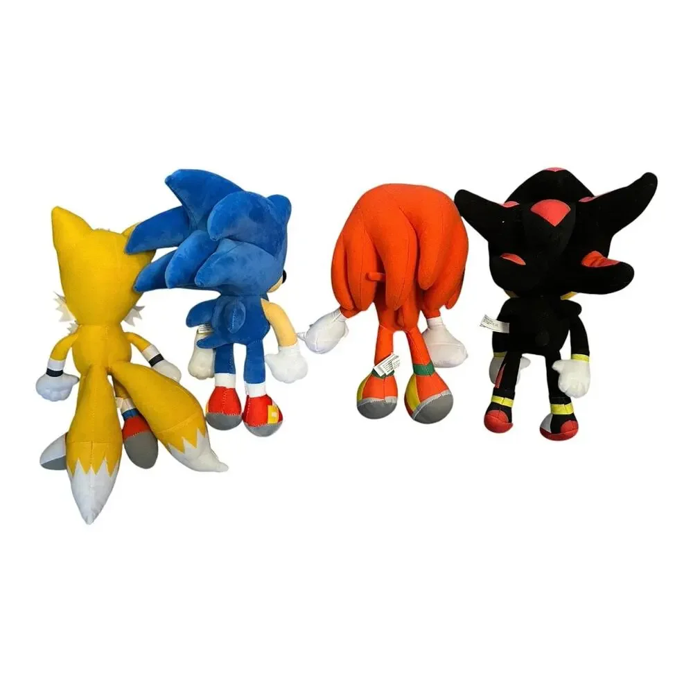 4 Pc Set Bundle Stuffed Plush Sonic Hedgehog Knuckles Tails Shadow Toy Factory